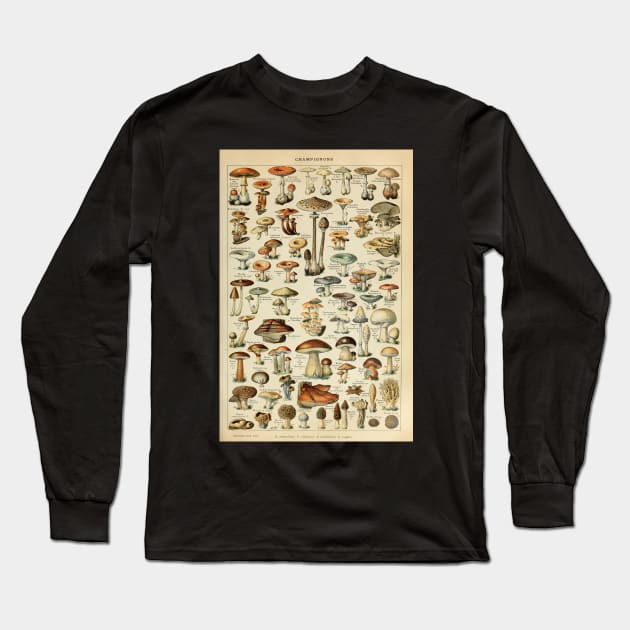 Adolphe Millot Fruits Champignons Chart Illustration - Mushrooms Long Sleeve T-Shirt by CONCEPTDVS